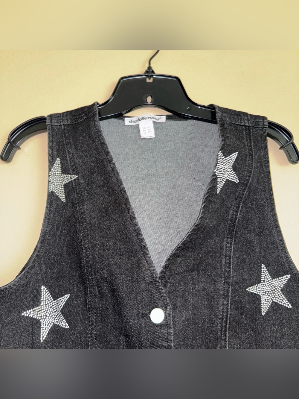 Charlotte Russe Rhinestone Star Accent Cropped Vest Western Nashville Size XL - Picture 4 of 7